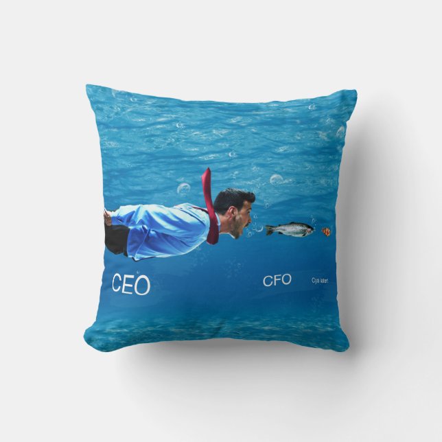 CEO, CFO, C-ya Later Business Humor Pillow (Front)