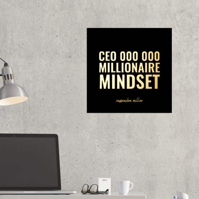 CEO Millionaire Mindset Motivational Quote Foil Pr Foil Prints (In Situ (Desk 2))
