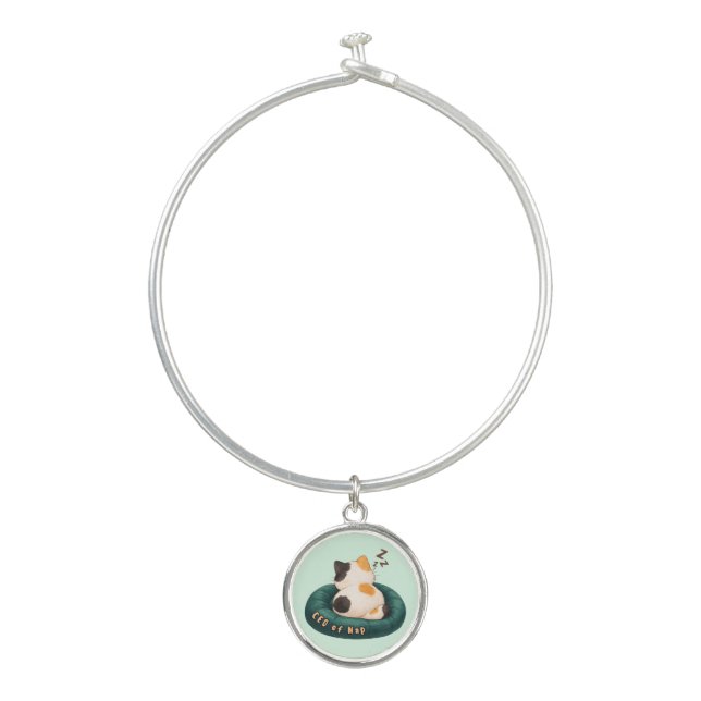 "CEO of Nap" Cat Sleeping on The Couch Bangle Bracelet (Front)