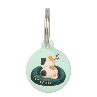 "CEO of Nap" Cat Sleeping on The Couch Pet ID Tag