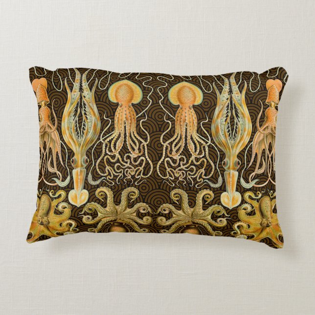 Cephalopod Octopus Squid Marine Nature Accent Pillow (Back)