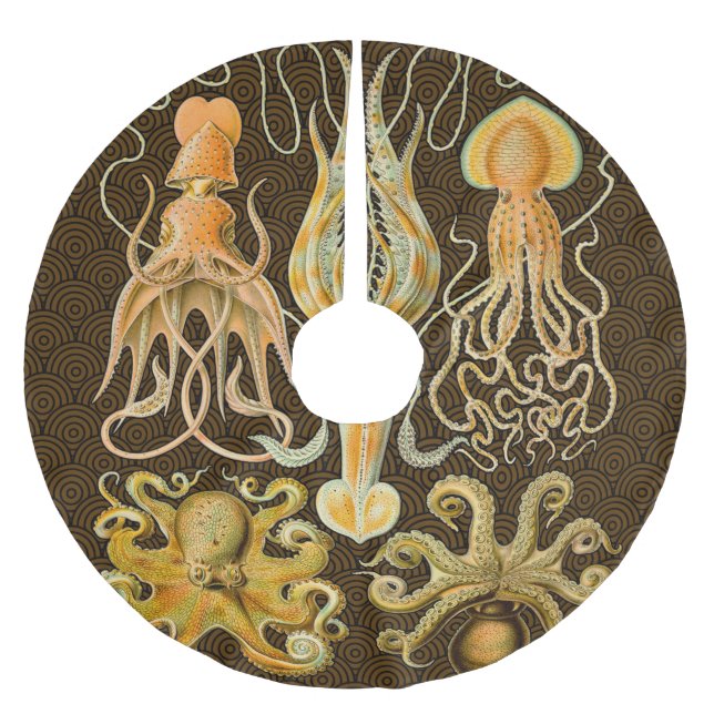 Cephalopod Octopus Squid Marine Nature Brushed Polyester Tree Skirt (Front)