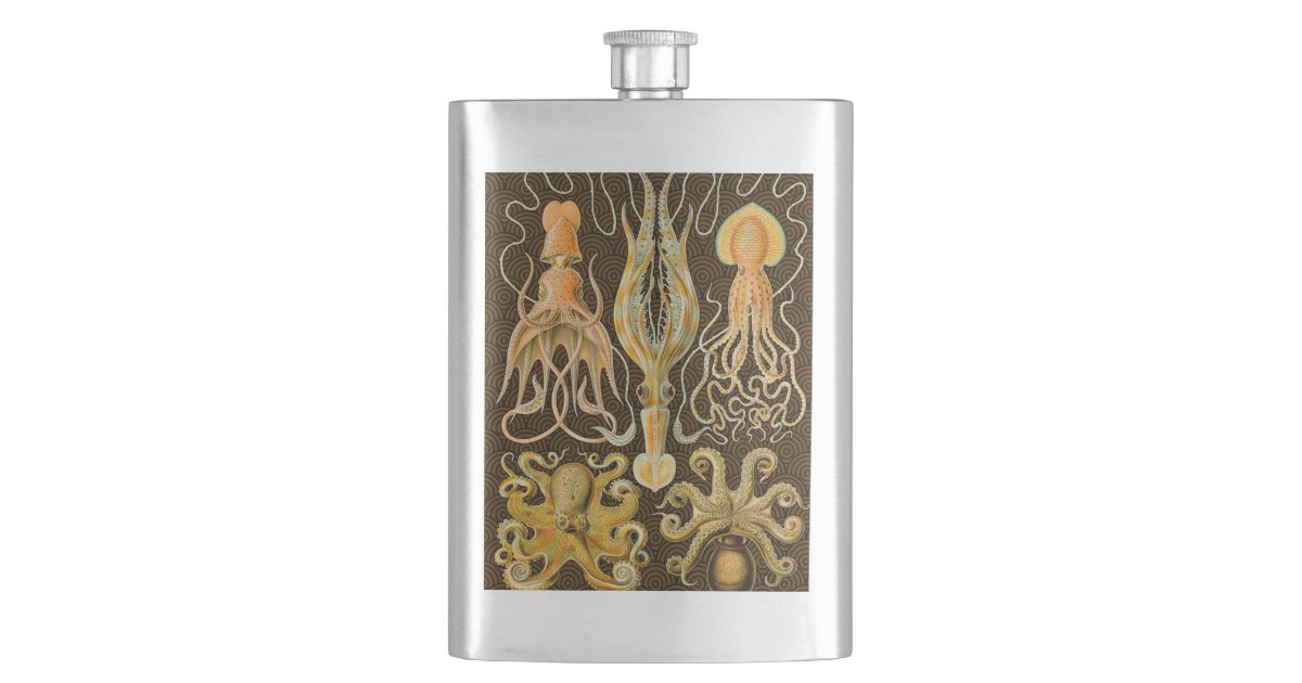 Cephalopod Octopus Squid Marine Nature Flask | Zazzle