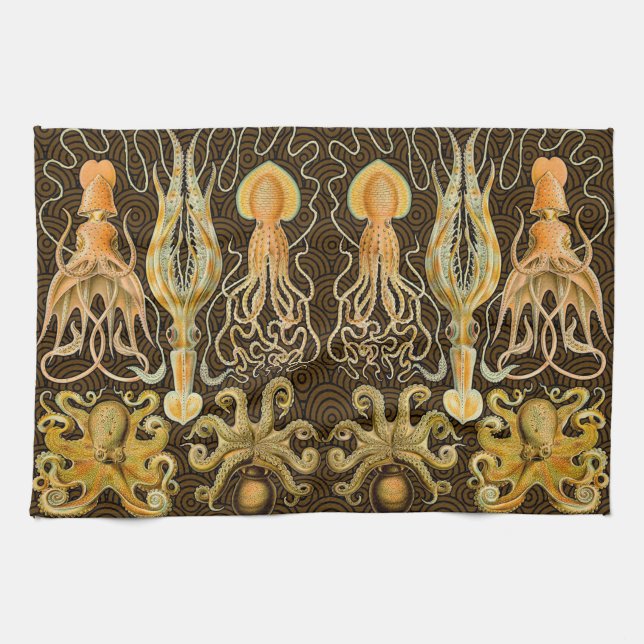 Cephalopod Octopus Squid Marine Nature Kitchen Towel (Horizontal)
