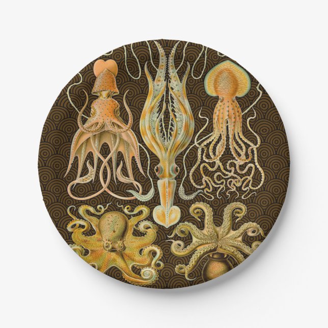 Cephalopod Octopus Squid Marine Nature Paper Plates (Front)