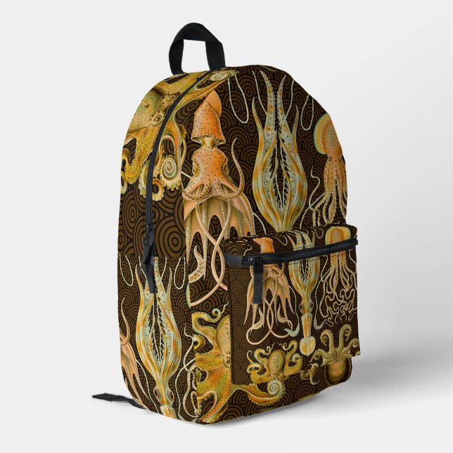 Cephalopod Octopus Squid Marine Nature Printed Backpack (Back Corner Left)
