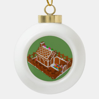 Ceramic Ball Christmas Ornament Gingerbread House