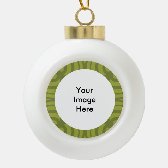Ceramic Ball Green Frame Ornament! Ceramic Ball Christmas Ornament (Front)