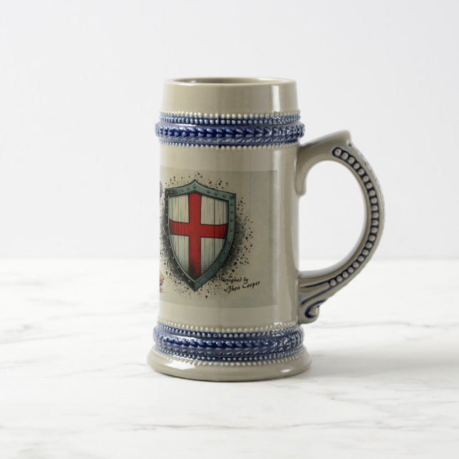 Ceramic beer mug with Crusader Knight design (Right)
