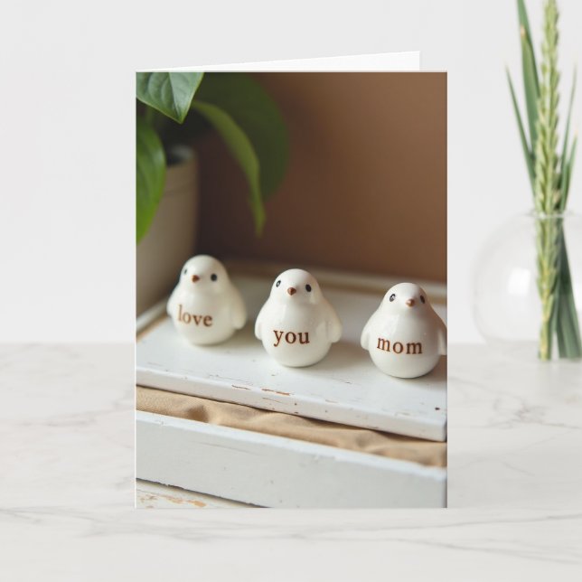Ceramic Birds Love You Mom Card (Front)