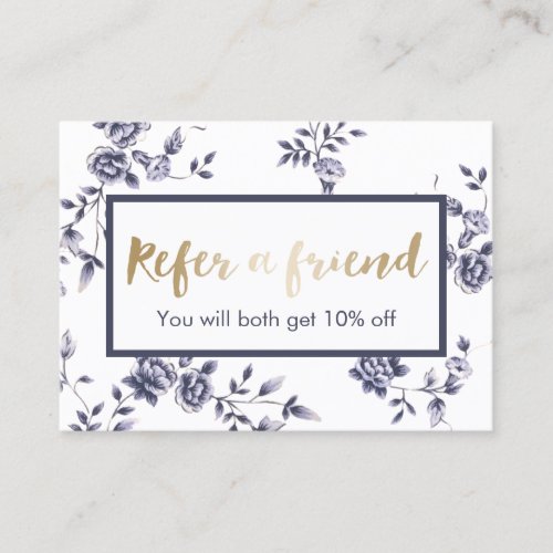 Ceramic Blue Floral Beauty Salon Referral