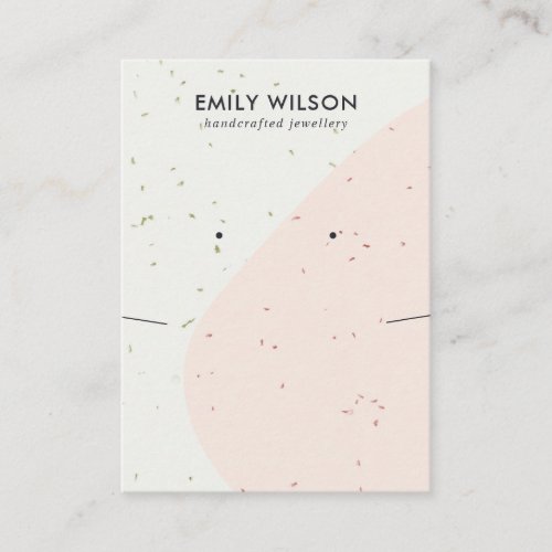 CERAMIC BLUSH PINK WAVE NECKLACE EARRING DISPLAY BUSINESS CARD