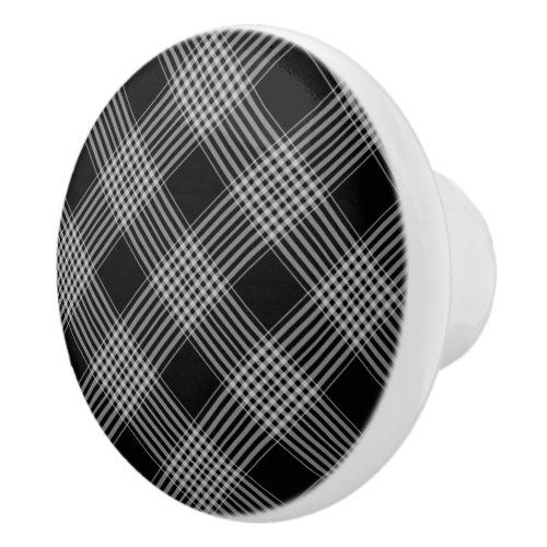 Ceramic Cabinet Knob_Black Plaid Ceramic Knob