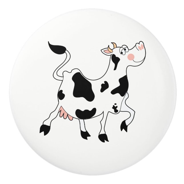 Ceramic Cabinet Knob-Cow Ceramic Knob (Front)