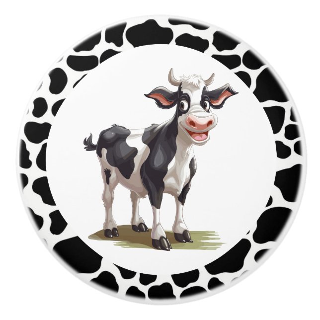 Ceramic Cabinet Knob-Cow Ceramic Knob (Front)