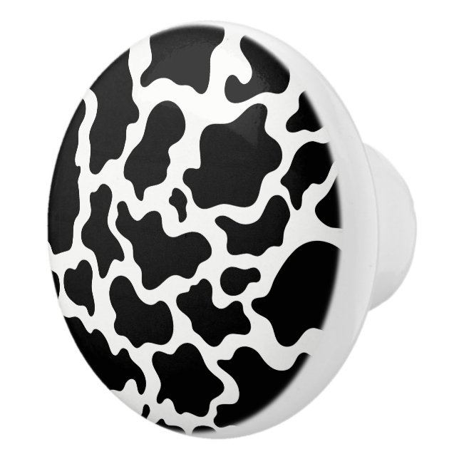 Ceramic Cabinet Knob-Cow Print Ceramic Knob (Right)