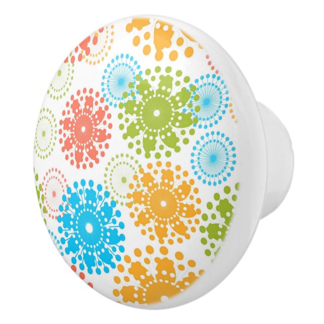 Ceramic Cabinet Knob-Mod Flowers Knob (Right)