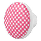 Ceramic Cabinet Knob-Pink Plaid