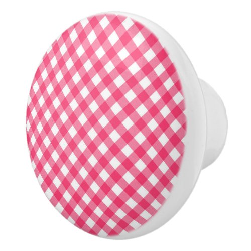 Ceramic Cabinet Knob_Pink Plaid Ceramic Knob