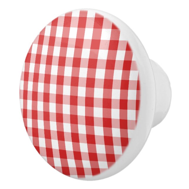 Ceramic Cabinet Knob-Red Plaid Knob (Right)