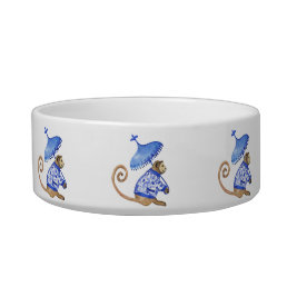 Ceramic chinoiserie monkey pet bowl