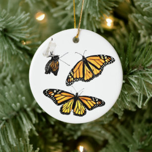 Ceramic Christmas Ornament Monarch Lifecycle