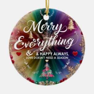 Ceramic Circle Ornament – Modern Rainbow Christmas