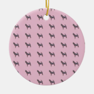 Ceramic Circle Ornament with chihuahua pattern