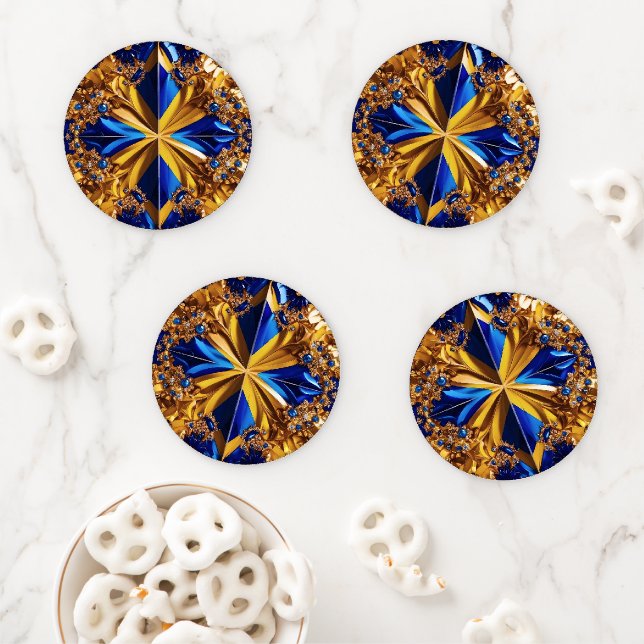 Ceramic coasters with Sweden Colors (In Situ)