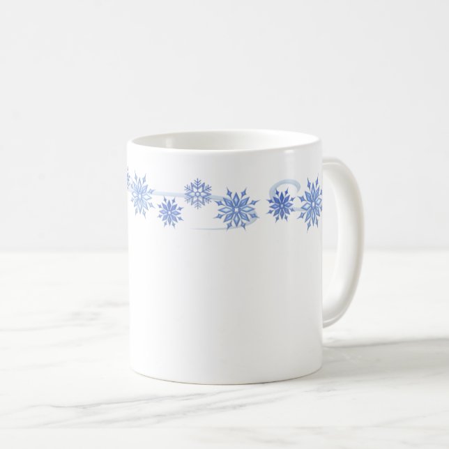 Ceramic Coffee Mug-Blue Snowflakes Mug (Front Right)