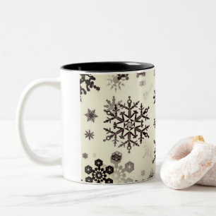 Ceramic Coffee Mug-Smokey Snowflakes Two-Tone Coffee Mug
