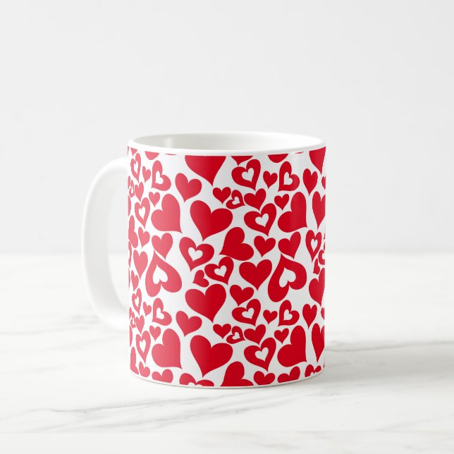 Ceramic Coffee Mug-Valentine Hearts Coffee Mug (Front Left)