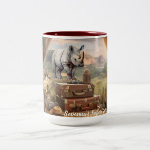 Ceramic Colored Coffee Mug, Vintage Safari Style Two-Tone Coffee Mug
