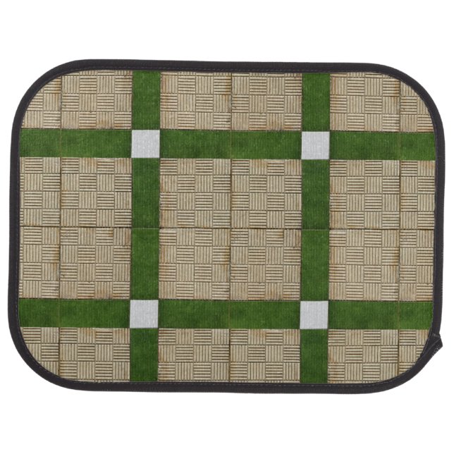 Ceramic Concrete Mediterranean Bricks Green Grey Car Floor Mat (Rear)