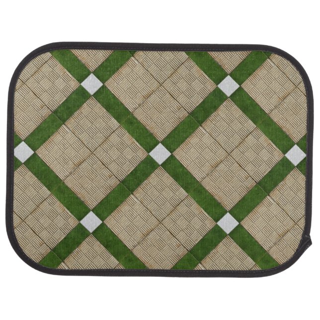 Ceramic Concrete Mediterranean Bricks Green Grey Car Mat (Rear)