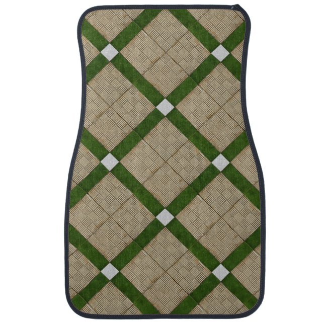 Ceramic Concrete Mediterranean Bricks Green Grey Car Mat (Front)