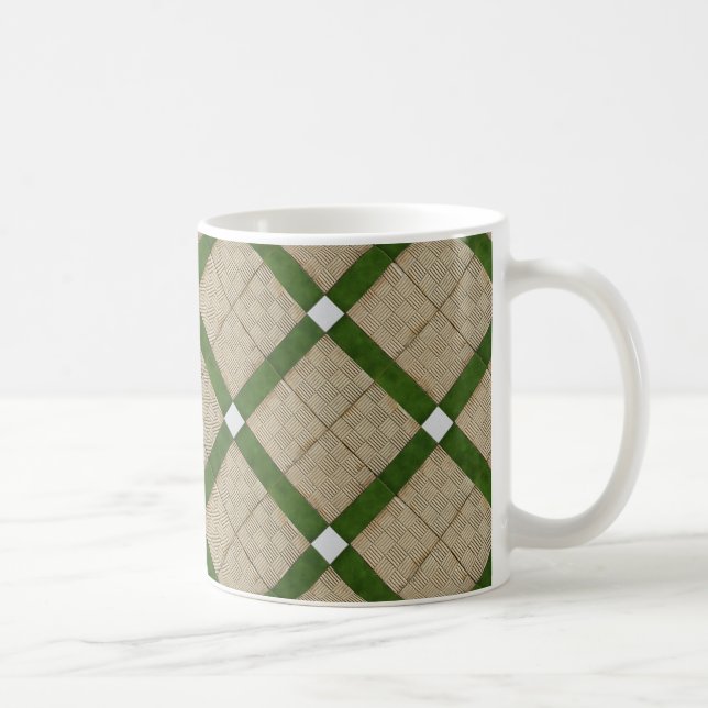 Ceramic Concrete Tiles Diagonal Green Grey Coffee Mug (Right)