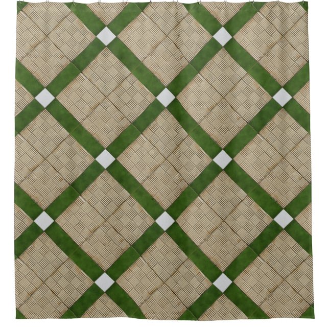 Ceramic Concrete Tiles Diagonal Mediterranean Shower Curtain (Front)