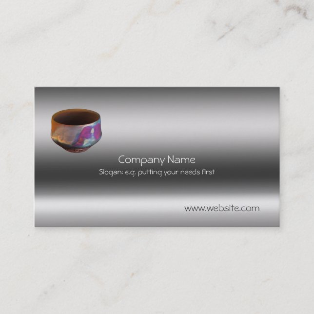 Ceramic Copper-matt Raku Pottery, metallic-look Business Card (Front)