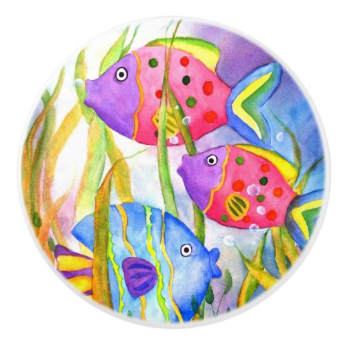 Ceramic DoorDraw Knobs _ Sea Life Whimsical Fish