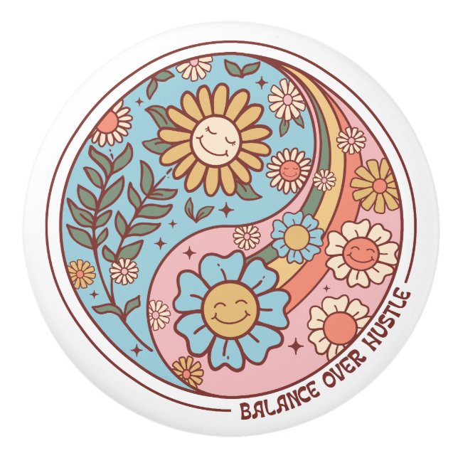 ceramic door knob - floral  (Front)