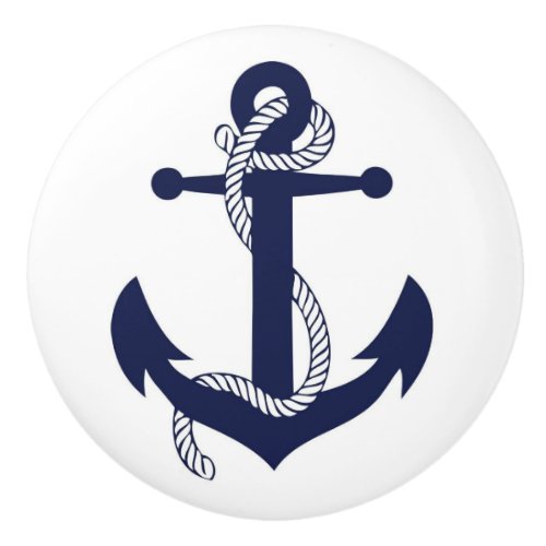 Ceramic DrawDoor Knobs _ Nautical Anchor  Rope