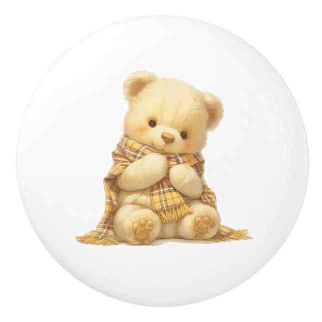 Ceramic Drawer Pull - Bear in Shawl (Front)
