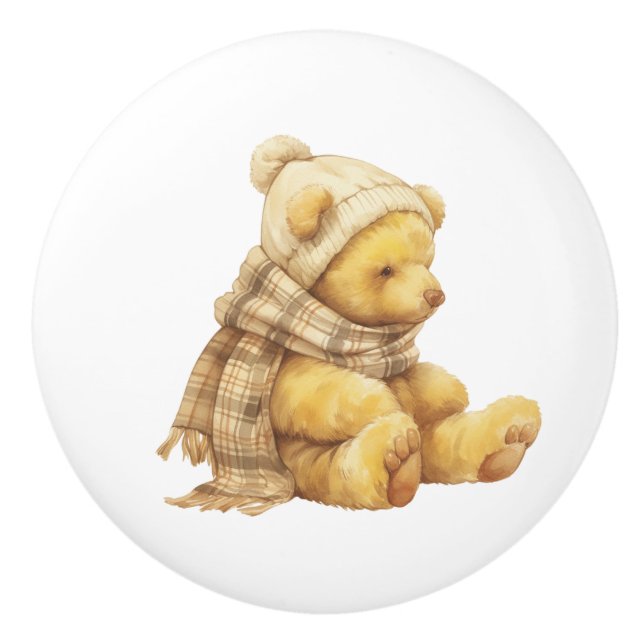 Ceramic Drawer Pull - Bear in Winter (Front)