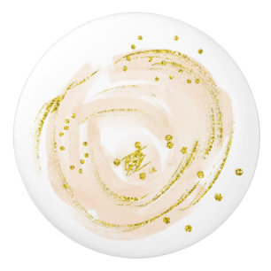 Ceramic Drawer Pull Gold Rose Bud