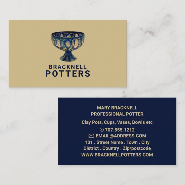 Ceramic Goblet, Pottery Store, Potters Business Card (Front/Back)