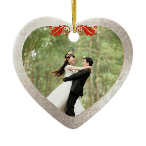 Ceramic Heart Faux Silver Gold Ornament