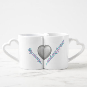 Ceramic Heart Handle Nesting Valentine Couple Mugs