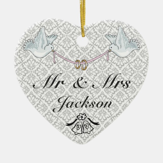 Ceramic Heart Ornament - Good Luck Wedding Charm (Front)