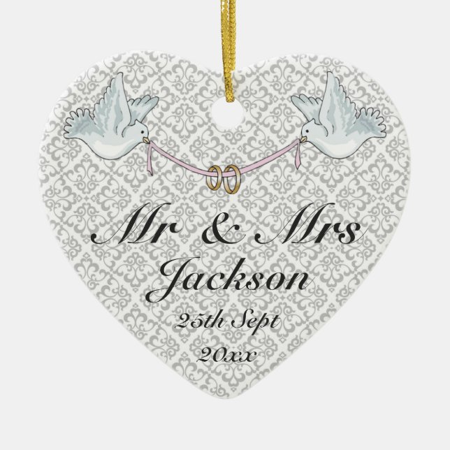 Ceramic Heart Ornament - Good Luck Wedding Charm 2 (Front)